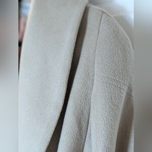 Vintage Ashley Scott Wool Cream Camel Belt Coat. Embroidery Detail Warm Sz L